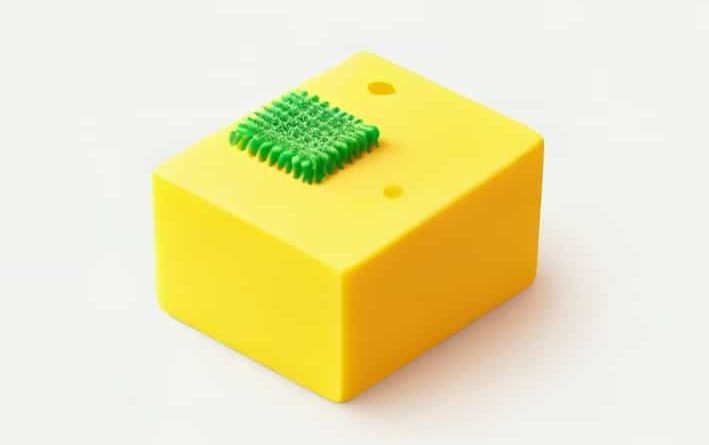 Yellow Sponge With Green Scrubber