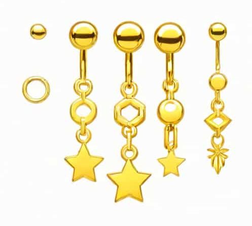 Gold Dangle Belly Button Rings